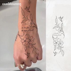 รอยสักกึ่งถาวรกันน้ําการออกแบบน่ารักใบดอกไม้นกรอยสักชั่วคราวล่าสุด 1-2 สัปดาห์รอยสักสําหรับผู้หญิง