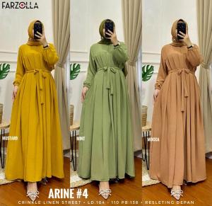 ARINE4 Dress Crinkle Linen Street Fit to XL Ziper Depan / Busui