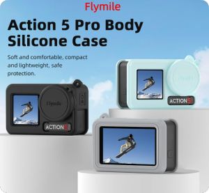 Flymile Silicone Protective Case Anti-Lost Lanyard For DJI Action 5 Pro/Action 4/3 Lens Cap Full Protector Cover Camera Accessories