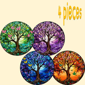 4-piece set - wooden placemat anti slip and heat-resistant desktop protection dining table decoration restaurant gift