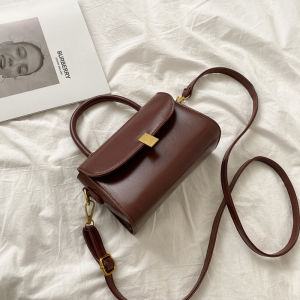 กระเป๋าถือผู้หญิงสไตล์ย้อนยุคแบบลำลอง กระเป๋าสะพายข้างขนาดเล็กแบบสะพายไหล่เดียว สไตล์ INS วัสดุ PU ซิปปิด