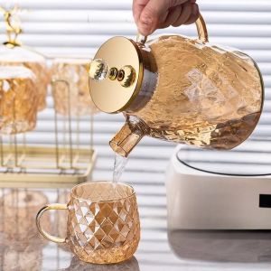 Amber BorosilicateGlassWaterPitcher-LargeCapacityทนความร้อนJugสําหรับชา/Cold Brew Shatterproof & ทนทานKitchen Essentials