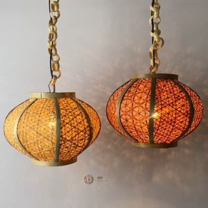 Kap Lampu Gantung Lampu Dekorasi Model Lampion bahan Bambu Kerajinan Anyaman Jogja B.CRAFTJOGJA
