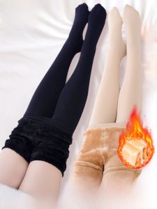 Langsha Stockings Womens Spring Autumn and Winter Pantyhose Fleece-lined Thickened Flesh-Colored Skinny Leg Superb Fleshcolor Pantynose Naked Women Leggings