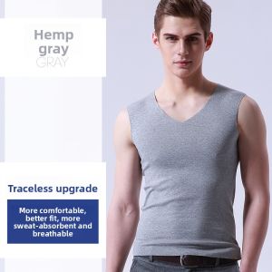 JIFANPAUL | Seamless Vest Mens Underwear Thin Spring and Autumn Wide Shoulder V-Neck Ice Silk Breathable Sleeveless T-Shirt Undergarment