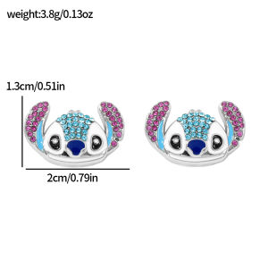 1pair Disney Lilo & Stitch Earrings Rhinestones Stitch Ear Studs for Girl Fashion Ear Accessories Gifts