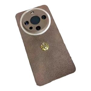 Luxurious Creative Womens Full Cover Anti-Fall Protection Case for Huawei Mate80 pro Metal Tea Rose Hand Rope High End Leather