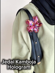 Alobeauty - Jedai Bunga Kamboja Hologram Gradasi Frangipani Hair Claw Jepit Rambut Viral Wanita Pantai Jepit Rambut Bali Bening Metalik Glossy