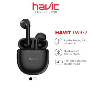 Tai Nghe Bluetooth True Wireless TWS HAVIT TW932 Bluetooth 5.2 Âm Bass Tăng Cường Driver 13mm - Hàng Chính Hãng