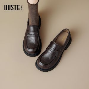 DUSTO | Thick Sole Loafer Womens Shoes Black British Style Autumn Commuter Versatile