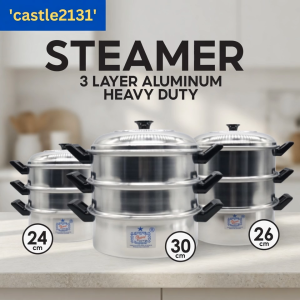Royal Crown Aluminum Steamer 24cm 26cm 30cm / 3-Layers /Siomai/Cooking/Baking/Kitchen/Mura Makapal Good Quality Cookware