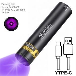 Mini 365nm UV Blacklight Flashlight Usb Rechargeable Led Torch Cat Dog Pets Urine Tinea Money Ore Scorpion Detection Nail Light