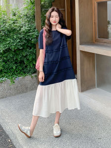 YINLUOYA | Casual Style French Denim Summer New Light Thin Small Size Maturity Casual Slim Long Dress Unique Design A-Line Skirt Dress