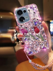 Oppo Reno13 pro plus Luxury Rhinestone Creative 3D Rose Flower Anti-Fall Protective Case Womens Style Fashionable Diamond Encrusted TPU Cover