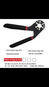 Kềm Vặn Lục Giác 8 inch Điều Chỉnh 6 Khớp Linh Động Đa Năng Cán Bọc Nhựa Chống Trượt