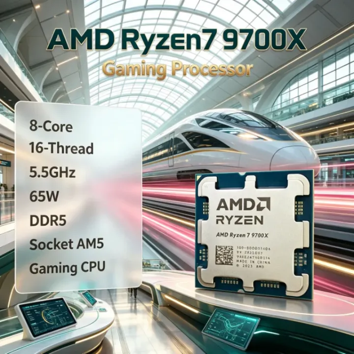 AMD | AMD Ryzen 7 9700X 8-Core 16-Thread L3=32M 3.8GHz Up to 5.5GHz Socket AM5 PCIe 5.0 DDR5 65W without fan 4NM CPU for Gaming PC