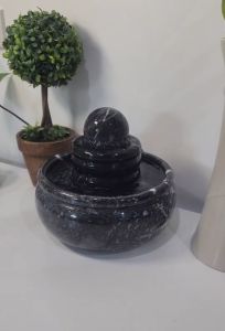 หินหมุนปรับฮวงจุ้ย หินแท้ แถมปั๊มน้ำ(สีดำลายหินอ่อน)