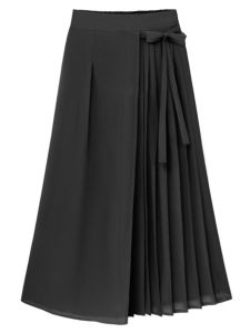 plus Size Womens Spring Summer Korean Style Commute Pleated Chiffon Casual Seven-Foot Wide Leg Pants Skirt Elastic Waist