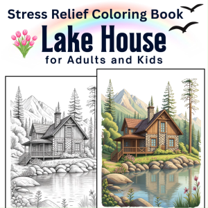 Lake House Nature Landscape Scenery Adult coloring book Buku Mewarna Dewasa Adult Colouring Book
