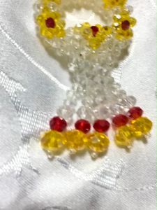 พวงมาลัยคริสตัลพวงเล็ก ลายดอกไม้ อุบะคริสตัล 5 ชาย