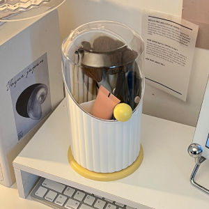 กล่องเก็บแปรงแต่งหน้าแบบมีช่องหลายช่องความจุขนาดใหญ่ป้องกันฝุ่นสำหรับโต๊ะแต่งหน้า กล่องเก็บเครื่องสำอางแบบลำลองสำหรับใช้ในบ้าน