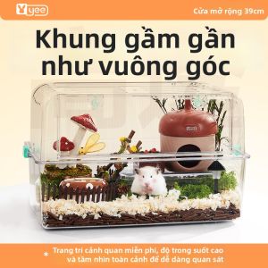 Yee | Lồng Hamster Acrylic Trong Suốt với Biệt Thự Sang Trọng và Thiết Kế Trang Trí