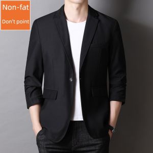 plus Size Casual Suit for Men Fat Leisure Business Formal Jacket Spring Fashion Urban Style Single Button Long Sleeve Polyester Fiber