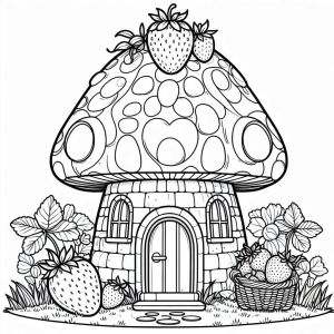 (PDF)20 Pages Strawberry Funtasy House Coloring For Adult And Kids