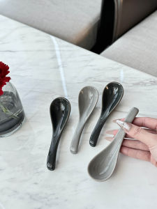 Elegant Grey Ceramic Soup Spoon New Home Dining Utensils Short Handle Bent Spoon High Aesthetic Value Recommended Product