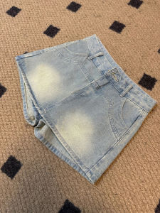 Retro Blue Denim A-Line Mini Skirt High Waist Cover Hip Slim Wide Leg Womens Partial Body Skirts Autumn New plus Size