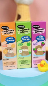 Hegerbaby KiddieTeeth Defender Toothpaste - Orange/Grape/Green Apple Flavors Fluoride & Vitamin C Anti-moth & Whitening