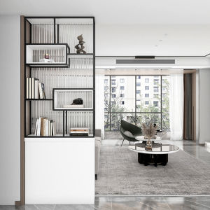 Modern Minimalist Bathroom Partition Screen Half Wall Glass Long Window Stainless Steel Wet And Dry Area Washstand Partition