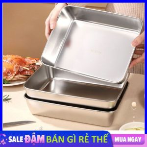 Hộp Đựng Thực Phẩm Tủ Lạnh Inox 304 Có Nắp Đậy Silicon Ngăn Mùi Đa Năng Tiện Lợi Size To 25CM -KHAY INOX KHÔNG GỈ ĐỰNG THỰC PHẨM CAO CẤP - Hộp Inox Thức Ăn 25cm Bảo Quản Thức Ăn Trong Tủ Lạnh Gọn Gàn