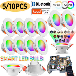 RGB LED Downlight RGBW+CW+CCT Dimmable Spotlight 10W Bluetooth Smart Ceiling Light Voice Control for Alexa Google Home