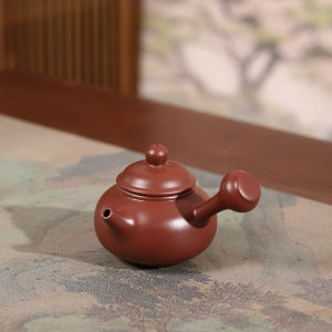 Handmade Red Clay Tea Pot for Home Use Small Capacity Side Handle Pot Hand Pulling Technique Gongfu Tea Small Tea Pot
