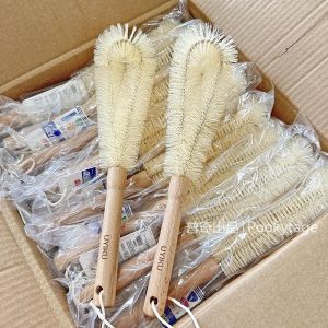 Kitchen Essential L-Shaped Cleaning No Dead Angles Island Country Spiral Brush Wood Cup Brush Hanging Bottle Brush for Stain Removal