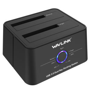 Wavlink แท่นวางมือถือ USB-C สำหรับ 2.5/3.5นิ้ว SSD/HDD Satault/1/1 รองรับ 2 × 16TB & UASP พร้อมกดลิกซ์สำหรับสร้างสร้างส่วนตัวแลกเปลี่ยน/สำรองแบบออฟไลน์