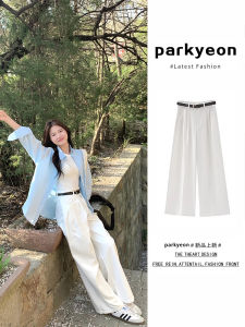 Quần Ống Rộng Ống Đứng Màu Trắng Thường Ngày Cho Nữ Cạp Cao Mùa Hè 2025 Quần Dài Đến Sàn Ống Rộng Ôm Sát Cơ Thể