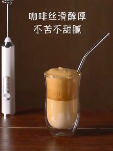 Máy Đánh Sữa Tạo Bọt Cà Phê đánh trứng Mini Hai Trong Một Cầm Tay sạc Điện