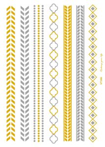Flash Metallic Waterproof Temporary Tattoo Gold Silver Tatoo Women Henna Flower Taty Indian Arabic Tattoo Sticker For Festival