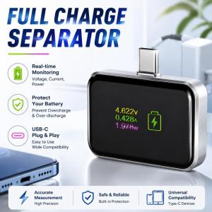 140W Smart Auto Stop Charging Adapter Type C Full Charge Disconnect Protector Overcharge Protection for Phone Laptop