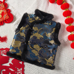 Baby Boy Winter Jacket Fleece Lined New Year Outfit One Year Old Traditional Chinese Clothing Childrens Vest National Style New Year Clothes