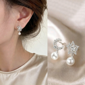 Luxury Stylish Star Moon Pearl Earrings