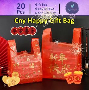 Cute Gift Bag [20pcs] Goodies Bag Door Gift Chinse New Year Party (126) Lucky Happy New Year Red Thickened Plastic Bag