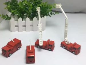 4 Pcs Small Rebound Truck for Children Pull Back Ladder Fire Fighting Toy Car Model Educational Cars