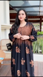 Gamis Jumbo Batik Bunga LD 120cm PB 138cm Terbaru Kain Rayon Premium