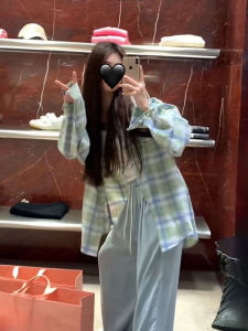 เสื้อเชิ้ตผู้หญิงแขนยาวทรงหลวมสไตล์เกาหลีสีกลางๆ ทรงหลวมๆ ป้องกันแสงแดด ทรงหลวมๆ ทรงหลวมๆ ทรงหลวมๆ