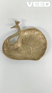 Decorative Peacock Shaped Brass Plate | Traditional Brass Plate for Pooja & Home Decor | Festive Gift Decor (Pack of 1 | Size - 5*5.5 Inches)