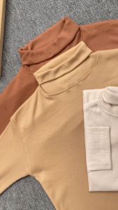 Kaos Rib Turtleneck Wanita Lengan Panjang / Kaos Kerah Tinggi TEBAL Basic Tee Pakaian Terbaru Wanita Kaos Viral - COD