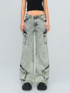 SMFK | Distressed Vintage Dyed Washed Baggy Jeans with Pockets